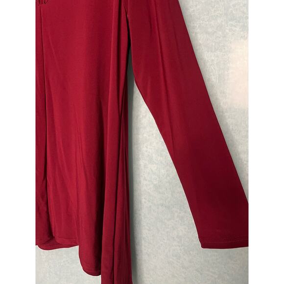 Sympli Burgundy Laser Cut Mock Neck Long Sleeve Pullover Tunic Size 12 - Picture 6 of 11